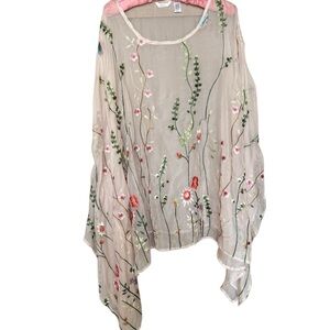 Floral Embroidered Sheer Women's Top